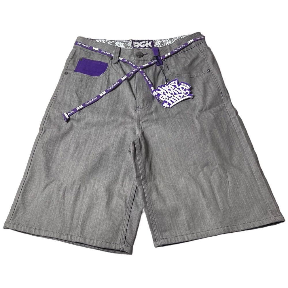 DGK “Above The Belt” Gray Denim Jean Shorts Streetwear Lace Belt Men’s Size 30
